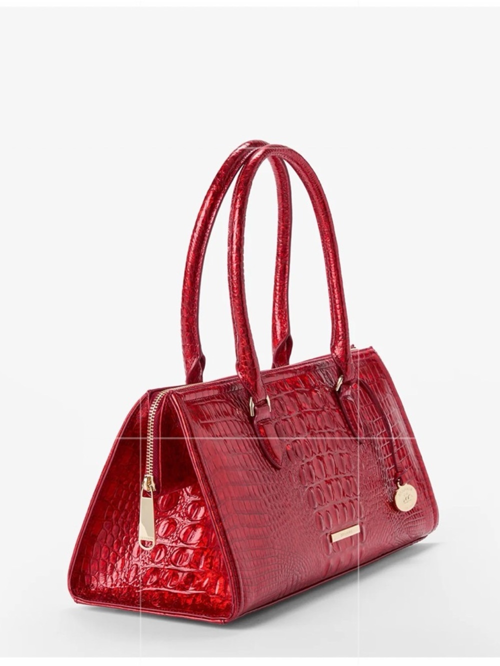 Brahmin Sophia Red Opal Melbourne Leather Satchel Metallic Croc NWT - Picture 3 of 9